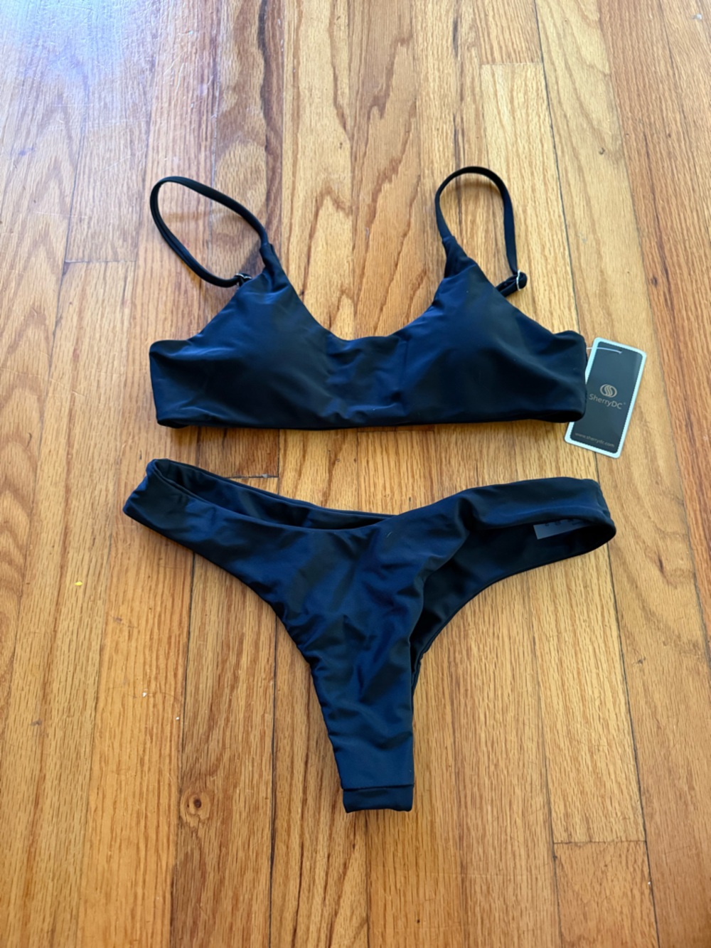 Sherry DC Black Women's Two-Piece Swim Set - Sleek Minimal Bikini - thong like
